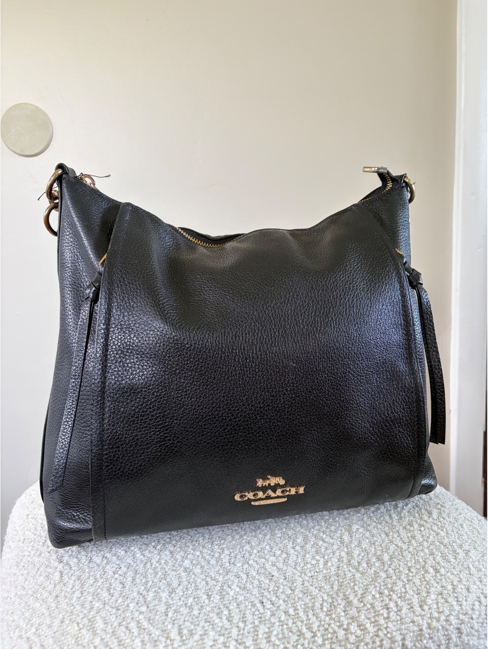 Authentic Coach Marlon Hobo Bag in Black Pebble Leather (Style F79994)